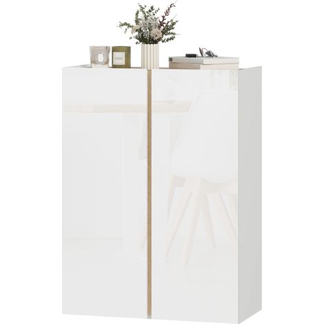 Schuhschrank mit Soft-Close-Mechanismus, 6-stufiges Design ohne Griffe, Kapazität bis zu 18 Paar Schuhe, für Flur und Eingangsbereich, weißes Holz