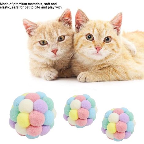 Balles colorées pour chats, balles élastiques et douces avec clochette, jouets interactifs en peluche rebondissante. (1/5)