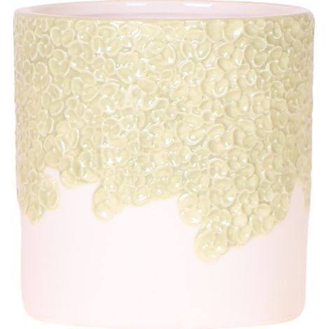 Cache-pot décoratif Bloom avec relief floral et finition brillante Vert Ø 9 cm - PANGIVO (1/5)