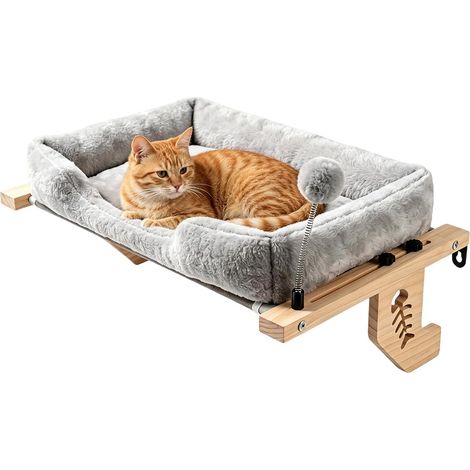 Perchoir pour Chat sur Fenêtre Siège de Bronzage avec Coussin en Peluche et Coussin Pour Rebord Fenêtre Coussin Moelleux Et Doux Sur Rebord Fenêtre, Table Chevet, Tiroir, Meuble Et Balcon (1/5)