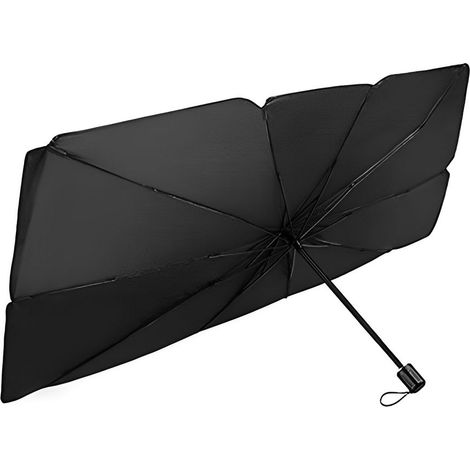 Pare-soleil de voiture pliable 145 x 79 cm, protection solaire de pare-brise, noir, réfléchit la chaleur (1/3)