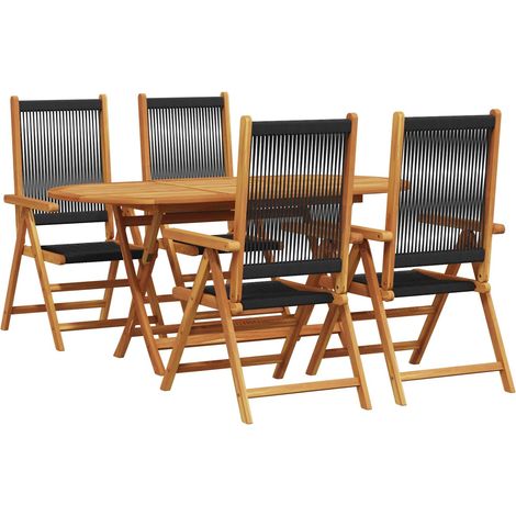 Maison Exclusive - Set da Pranzo per Giardino 5 pcs Nero Legno di Acacia Massello