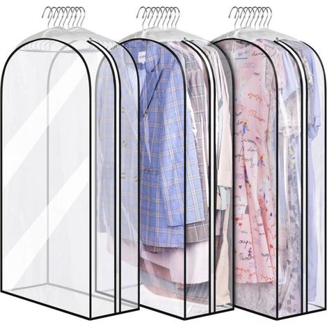 Lot de 3 housses anti-poussière à suspendre pour vêtements, idéales pour ranger votre garde-robe, 1006025cm (cintres non inclus) (1/5)