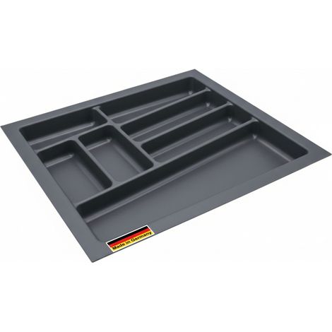 Mehrzweck Besteckeinsatz grau für Küchenschubladen - 48 x 44 cm - Kunststoff Schubladen Ordnungssystem schiefergrau