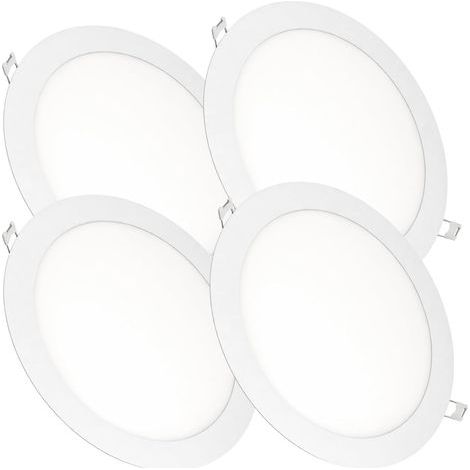 Set of 4 recessed spotlights, 18W LED, 1500 lumens, extra-flat 13mm, hole diameter 200-205mm, neutral white (1/5)