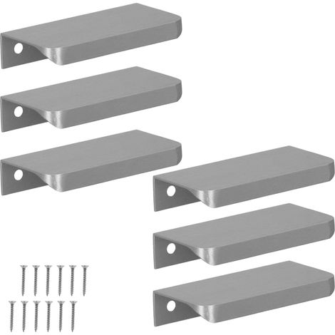 Tiradores modernos para muebles con borde plateado mate, 64/84 mm, juego de 6 unidades (1/5)