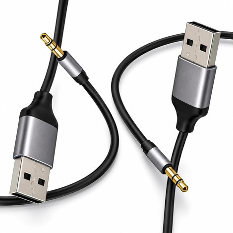 2PCS Câble USB vers 3,5mm Jack 2M, USB Audio, Adaptateur Externe avec DAC Intégré, Sortie Stéréo 3,5 mm Plug and Play pour PC, Ordinateur Portable, Casque, Enceinte et Téléviseur Compatible (1/5)
