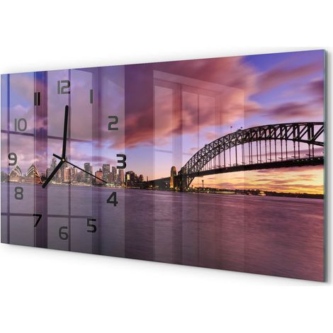 Horloge Murale Panoramique Minimaliste 60x30 cm Design Épuré Moderne Pont de Sydney (1/5)