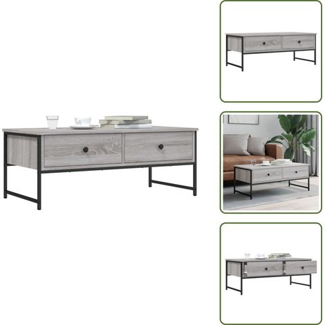 Table basse sonoma gris 101x49x39,5 cm bois d'ingénierie - Table Basse - Meuble Salon - Table D'appoint - Table Canapé - Design Industriel (1/5)