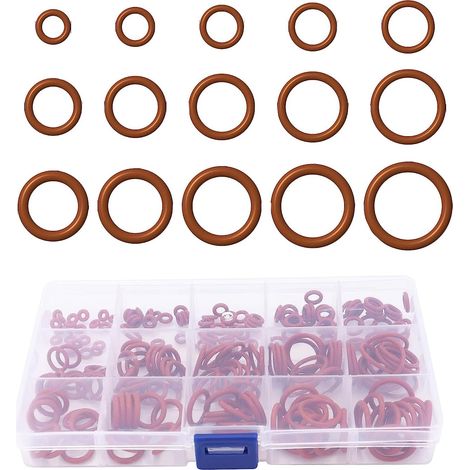 350 Pièces 15 Tailles Joint Torique Rouge Kit d'assortiment, Joints Toriques Métriques en Caoutchouc Nitrile, pour Robinet, Véhicule Climatisation, Electroménagers, Roulement, Pompe (1/5)