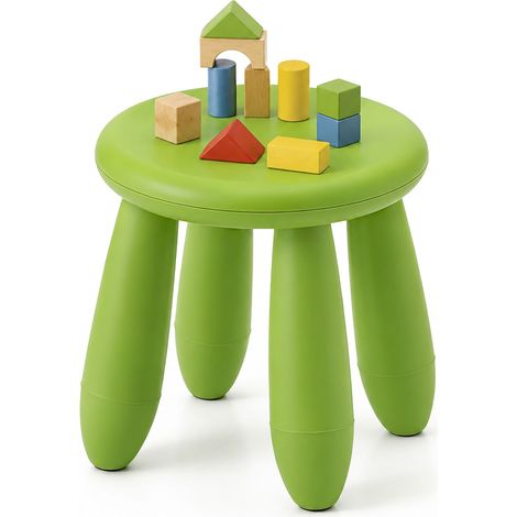 Relaxdays Kinderhocker, 26 cm Sitzhöhe, abwischbar, leicht, formstabil, Sitzhocker für Kleinkinder, Kunststoff, grün (1/5)