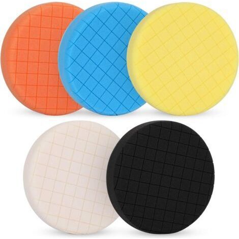 Polissage Pad, 5 Pièces 150mm/6 Pouces Éponge de Polissage Kit de Polissage pour Voiture Polisseur Tampon Pad/pour RO/DA Double Action polisseuse Polissage