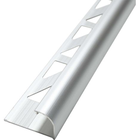 Dalsys Fliesenschiene Viertelkreisprofil Aluminium (eloxiert, Rundprofil Halbrundprofil - Chrom glänzend 2,5m x 12,5mm, 1 Stück