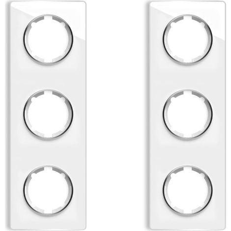 Plaque de finition Garda, en verre, vertical, 3 postes (lot de 2) - blanc
