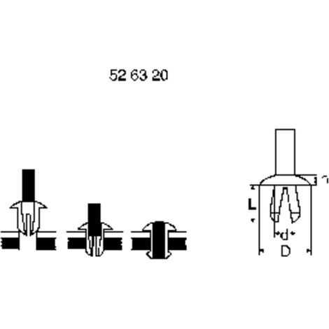 PB Fastener 301-1911-001 301-1911-001 Spreizniete Loch-Ø 5.5 mm  Schwarz 1 St.