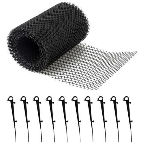 Grille de protection contre les feuilles pour gouttière, 8 m x 18 cm, avec 10 clips, pour maisons, abris de voiture, granges et gouttières. (1/5)