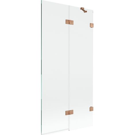 Paroi de baignoire Mexen Lunar 2 volets droite 90 x 150 cm, transparent, cuivre brossé - 897-090-100-65-00-P (1/5)