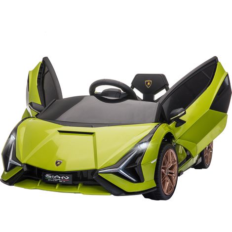 Lamborghini Sian Licensed 12V Electric Car for Kids 2 Motors Toy Car with Remote Control Music Lights MP3 for 3-5 Years Green