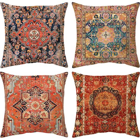 Taie Oreiller 45X45 cm Rouge Set de 4, Taie d'oreiller Carrée Doux Housse Coussin, Art Abstrait Housse de Coussin pour Salon Canapé Chambre Décoration de Meubles de Jardin pour l'extérieur (1/5)