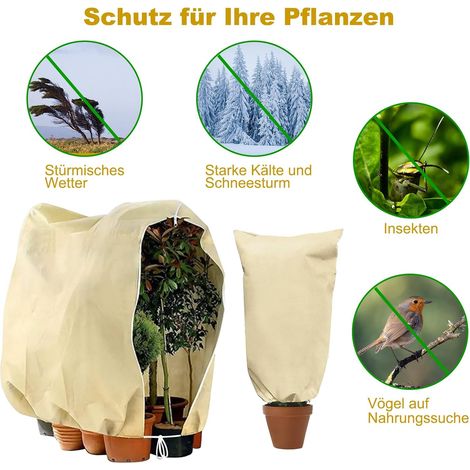 Juego de 3 bolsas de protección invernales para plantas, resistentes a desgarros y reutilizables, con cremallera y cordón ajustable, para árboles, palmeras y olivos (80 x 120 cm y 120 x 180 cm). (1/4)