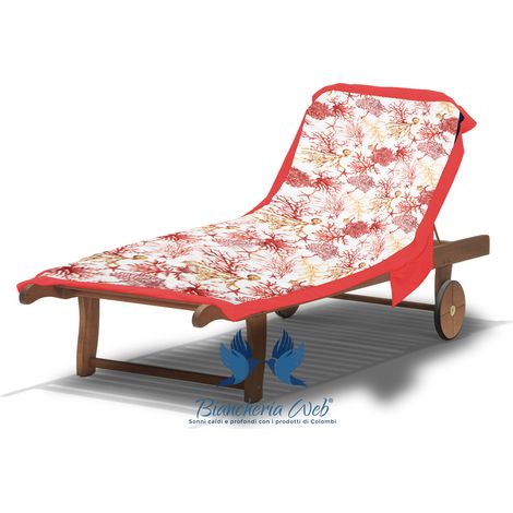 Telo Mare Da Lettino Con Cuscino Modello Comodo Summer Dis. Corallo Rosso (1/4)
