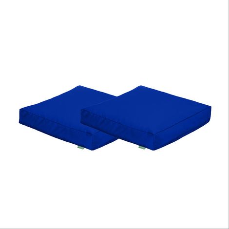 Gardenista - Coussins de sol pour jardin, coussin d'extérieur résistant à l'eau, coussin d'assise 60x60x10 cm pour meubles de patio avec remplissage en billes de polystyrène - Bleu 2pk (1/4)