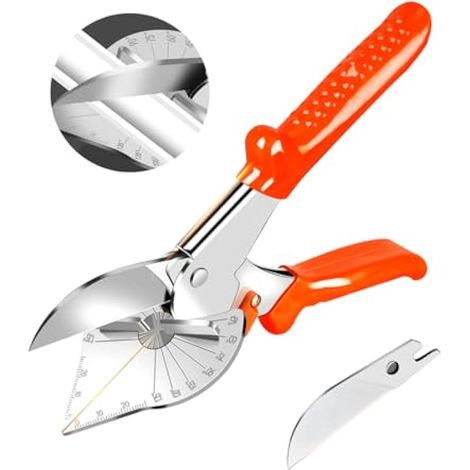 Tijeras de inglete angulares (45°–135°), tijeras multifuncionales para canalones, herramienta de corte de cuarto de círculo para cortar tuberías de PVC, corcho, ramas y cables, incluye 1 cuchilla de r