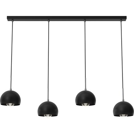 Suspension barre 4 abat-jour noir/chromé E27 Luminex