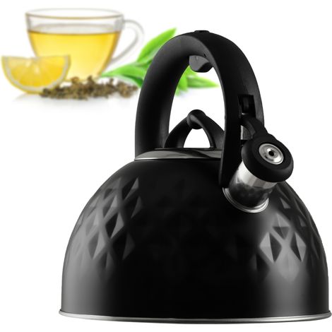 KADAX Wasserkessel aus Edelstahl, Emaillekessel mit Griff Schwarz 2,5 L (1/5)