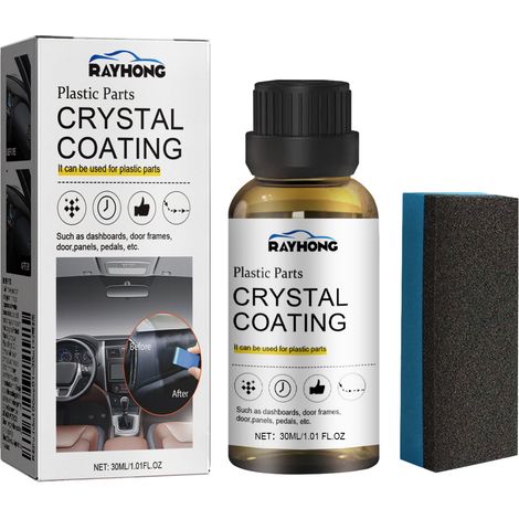 Set de 3 sprays rénovateur plastique auto, coating cristal brillance extrême, protection durable pièces intérieures et extérieures, finition haute brillance, restaure et lustre les plastiques voiture. (1/5)