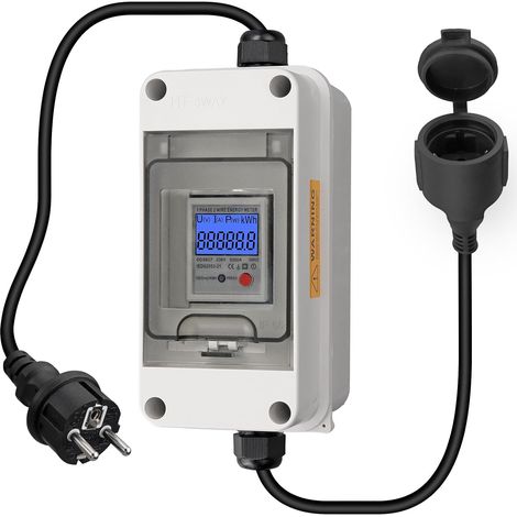 Compteur d'Énergie Portable Étanche IP65 Wattmètre de Prise avec Écran LCD, Surveillance en Temps Réel 80A Max 3680W, Câble Robuste 1m H07RN-F pour Camping-Car, Extérieur, Maison (1/5)