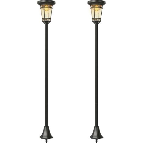 Lanternes solaires sur pied 2 pièces hauteur réglable 180 cm 2 modes luminosité capteur lumière IP44