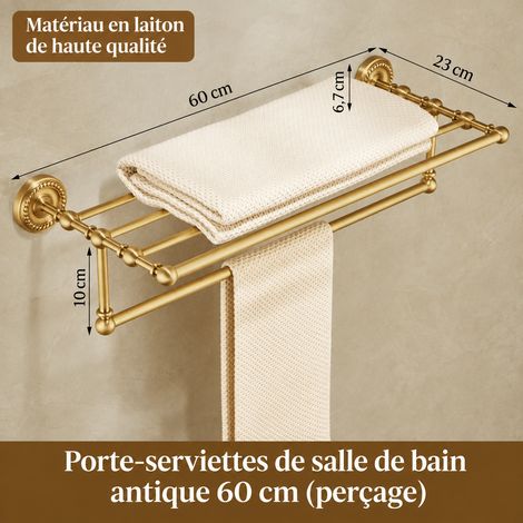 Étagère porte-serviettes de bain rétro en laiton antique support mural pour salle de bain 1,75 kg – Livraison gratuite (1/5)