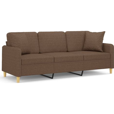 Maison Exclusive - Divano a 3 Posti con Cuscini Marrone 180 cm in Tessuto