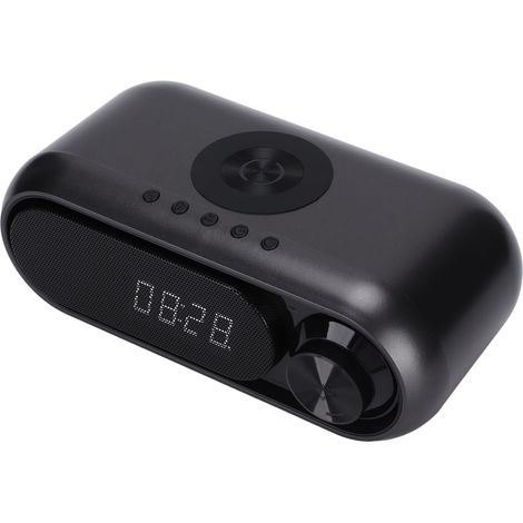 Enceinte Bluetooth avec caisson de basses, chargeur sans fil et réveil LED pour une utilisation à domicile (1/5)