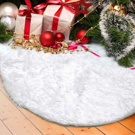 Plush Christmas Tree Skirt, Large White Christmas Tree Skirt Christmas Tree Skirts Apron Ornaments for Christmas Year Decoration by (30inch / 78cm) (1/5)