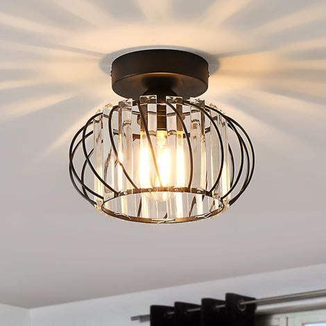Plafonnier Salon Noir, Lustre Moderne Plafond LED, Suspension Cristal Chambre, Éclairage Couloir Plafonnier, Lot de 2 Lustres Design (1/3)