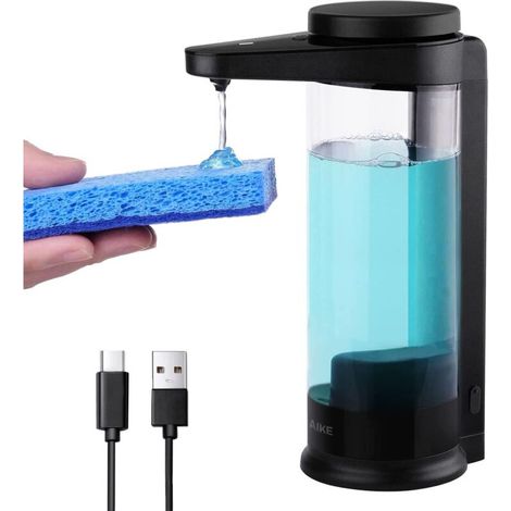 Dispenser automatico di sapone liquido ricaricabile senza contatto Crezuo da 500 ml, nero