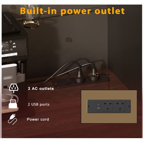 Grand armoire de cuisine dotée d’entrées USB et d’électroménagers. Il y a également un meuble de rangement avec 4 portes et 3 tiroirs. L’armoire est équipée d’un éclairage LED. Couleur noire, dimensio (1/5)