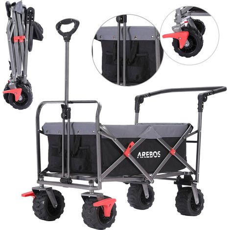 AREBOS Carrello manuale pieghevole con asta telescopica carico 100 kg (1/5)