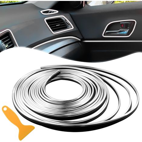 Silberne Autoaccessoires, Zierleisten – Zubehör zur Armaturenbrettgestaltung, DIY-Set, inklusive Montagewerkzeug, 5 Meter (1/5)
