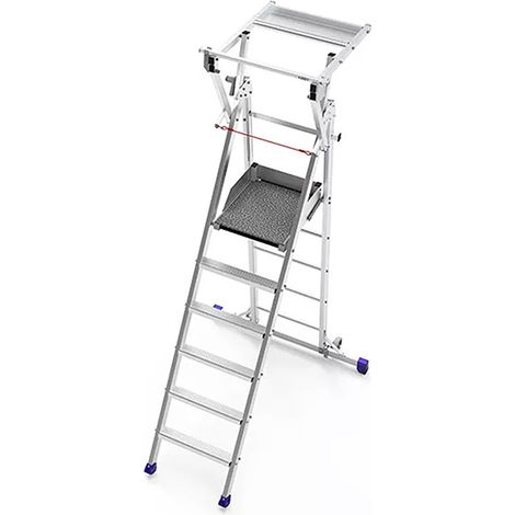 Scaletta professionale 6 gradini - altezza massima di lavoro 3.50m - PIRL6RM (1/5)