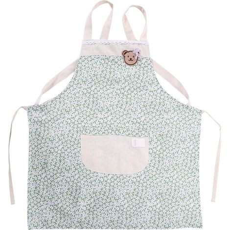 Tablier de cuisine imperméable avec poches, réglable en dacron vert, protection anti-taches pour cuisson et ménage (1/5)