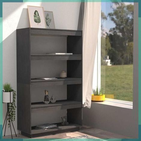 810891 Bibliothèque/Séparateur de pièce Gris 80x35x135 cm Pin massif (1/5)
