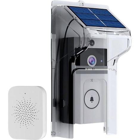 1 Sonnette Vidéo WiFi Sans Fil,Caméra Solaire Étanche,Interphone Bidirectionnel,Vision Nocturne,Extérieur