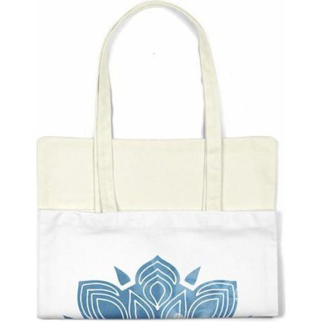 Sac shopping tote bag coton Bonamaison Bleu 34 x 40 cm - anses longues, réutilisable et lavable (1/4)