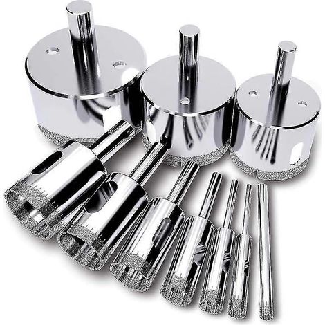 Forets diamantés (jeu de 10 scies cloches), coupe-carreaux, scie diamantée (outils à solvant pour verre, porcelaine, céramique, granit) 6-50 mm par Anisqui (1/5)