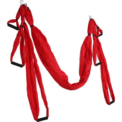 Ensemble de balançoire de yoga aérien en polyester et coton, réglable, pour améliorer la flexibilité et la pratique du yoga et de l'exercice physique (rouge). (1/5)