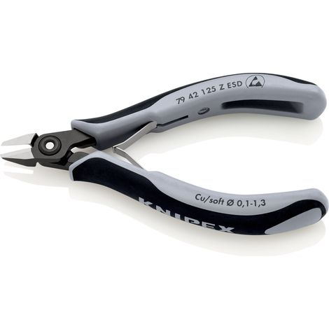 KNIPEX 79 42 125 Z ESD Precision Electronics Side Cutter ESD with multi-component handles burnished 125 mm (1/2)