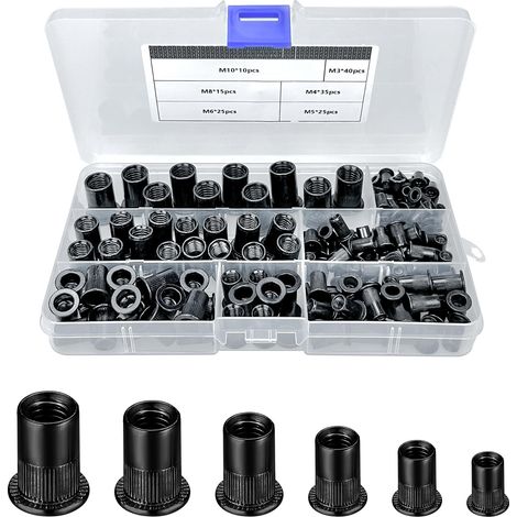 Kit en Acier au Carbone pour Écrou de Rivet 150 Pièces Série M3 M4 M5 M6 M8 M10 Rivet Aveugle Fixation Télescopique (1/5)
